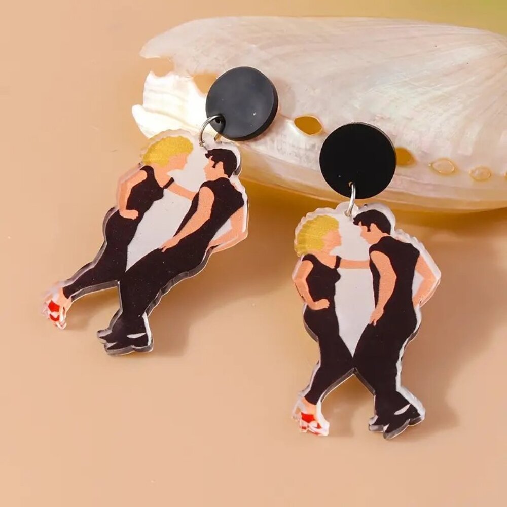 70’s Retro Dance Acrylic Earrings Vtg Versatile Disco Jewelry